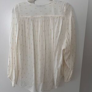 Zara Cream Blouse with Subtle Pattern